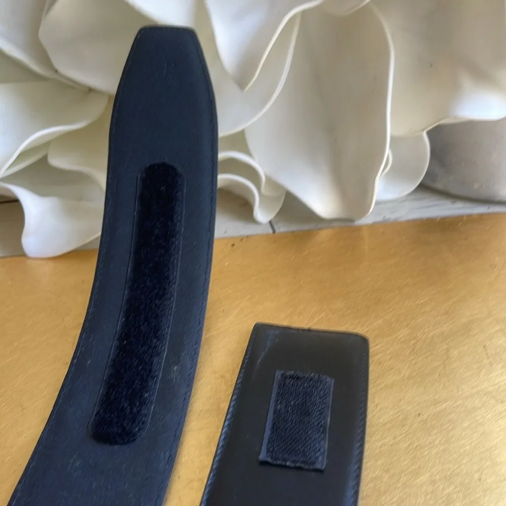 Salvatore Ferragamo Black Leather Hook and Loop 2” Belt